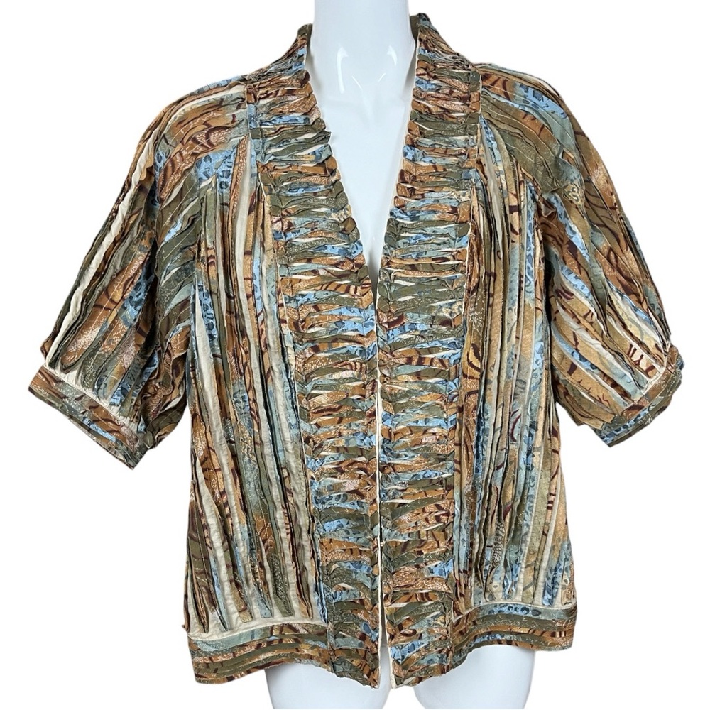 Chico’s Textured Wearable Art Raglan Sleeve Cotton Cardigan/Blazer Size 3/XL/16